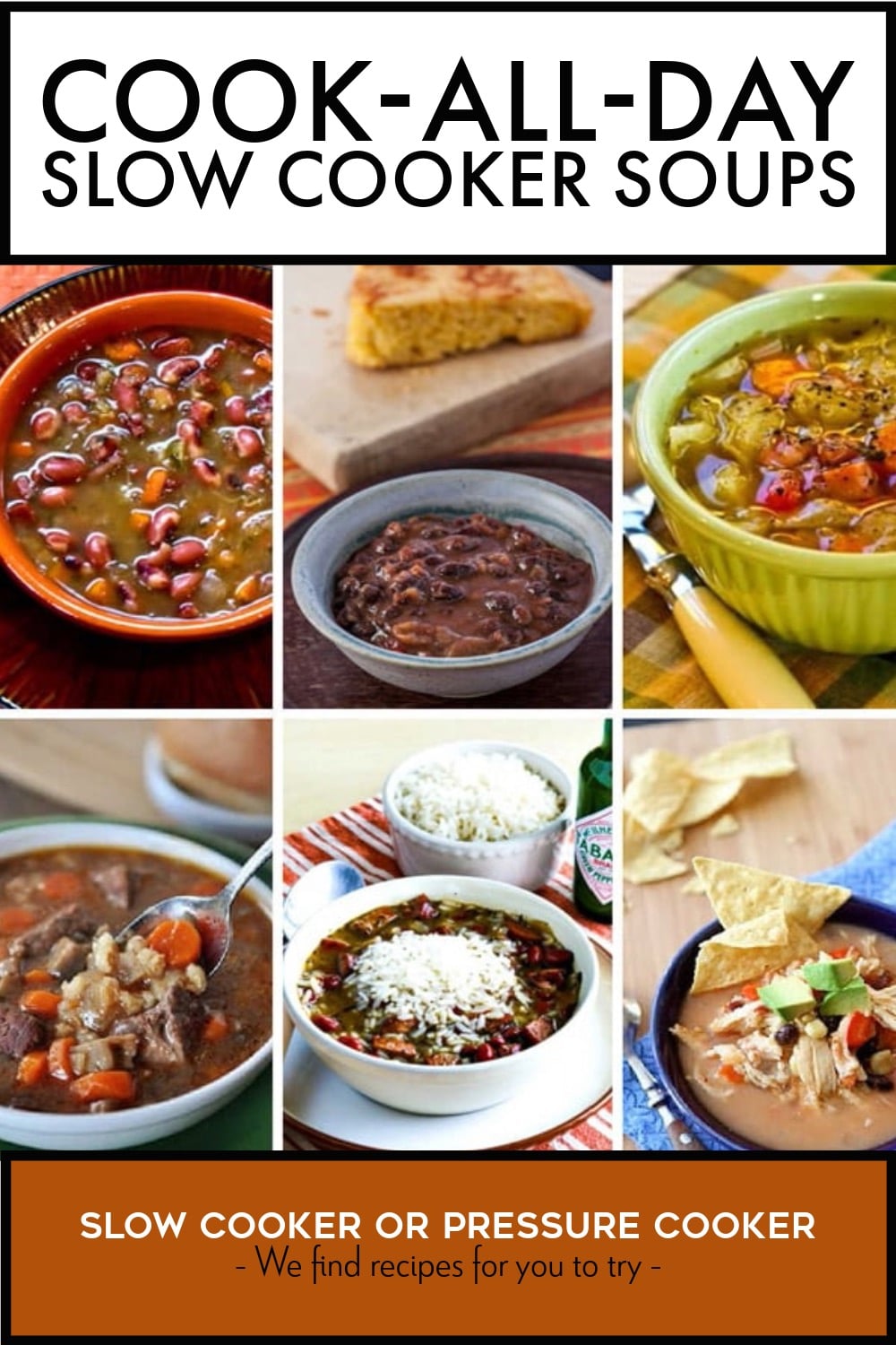 Pinterest image of Cook-All-Day Slow Cooker Soups