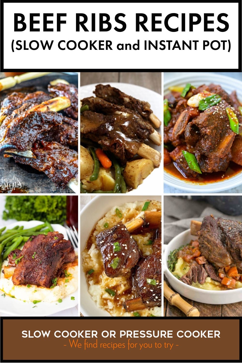 Pinterest image of Beef Ribs Recipes (Slow Cooker and Instant Pot)