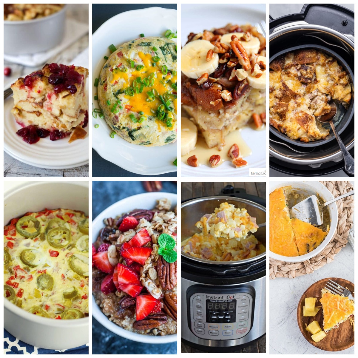 Instant Pot Breakfast Recipes Collage showing featured recipes.