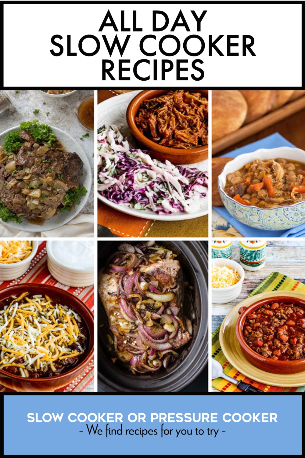 Pinterest image of All Day Slow Cooker Recipes