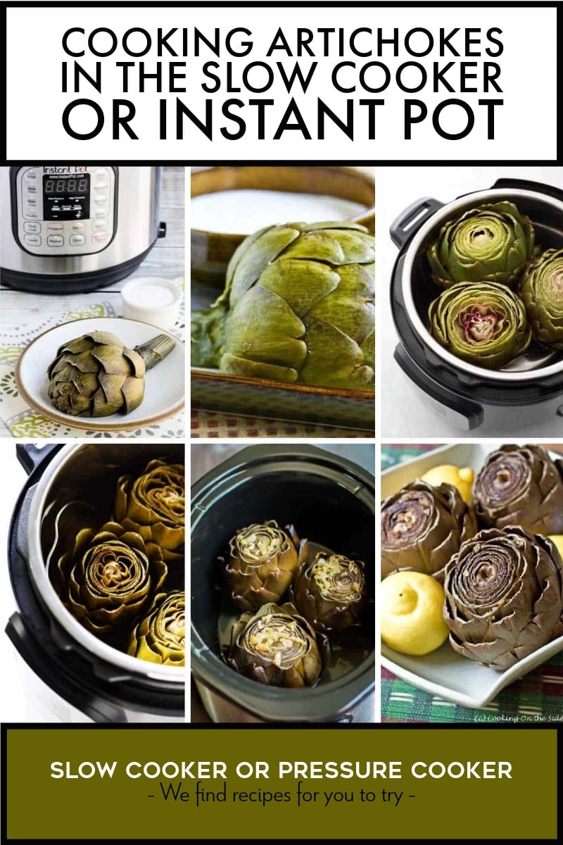 Pinterest image of Cooking Artichokes in the Slow Cooker or Instant Pot