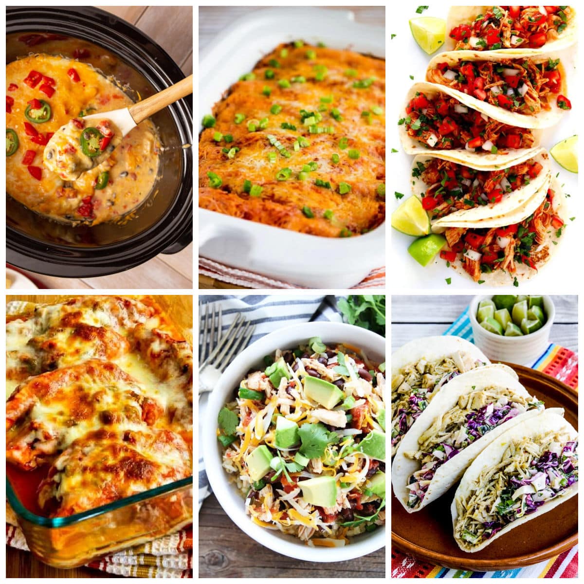 Slow Cooker Mexican Chicken collage photo showing featured recipes.
