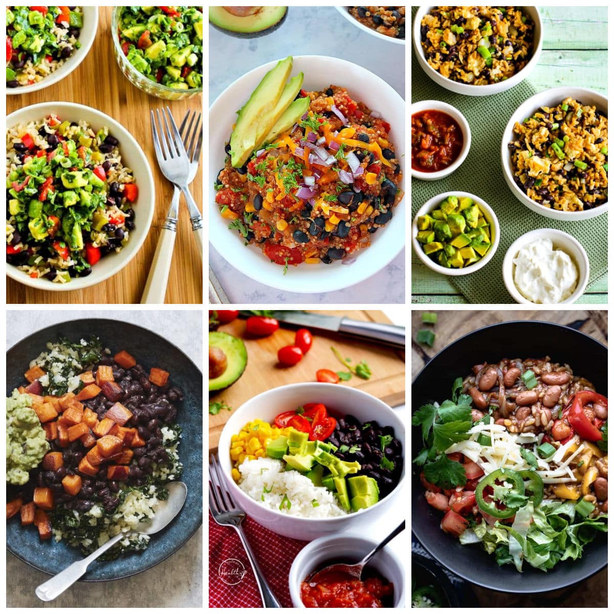Vegetarian Mexican Bowls collage showing featured recipes.