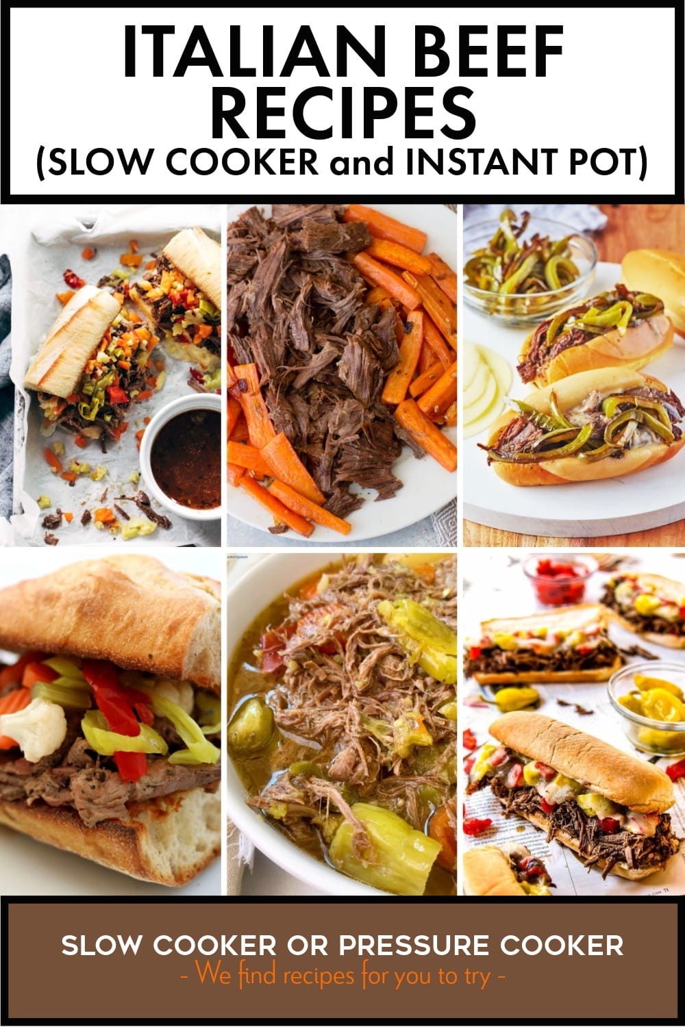 Pinterest image of Italian Beef Recipes (Slow Cooker or Instant Pot)