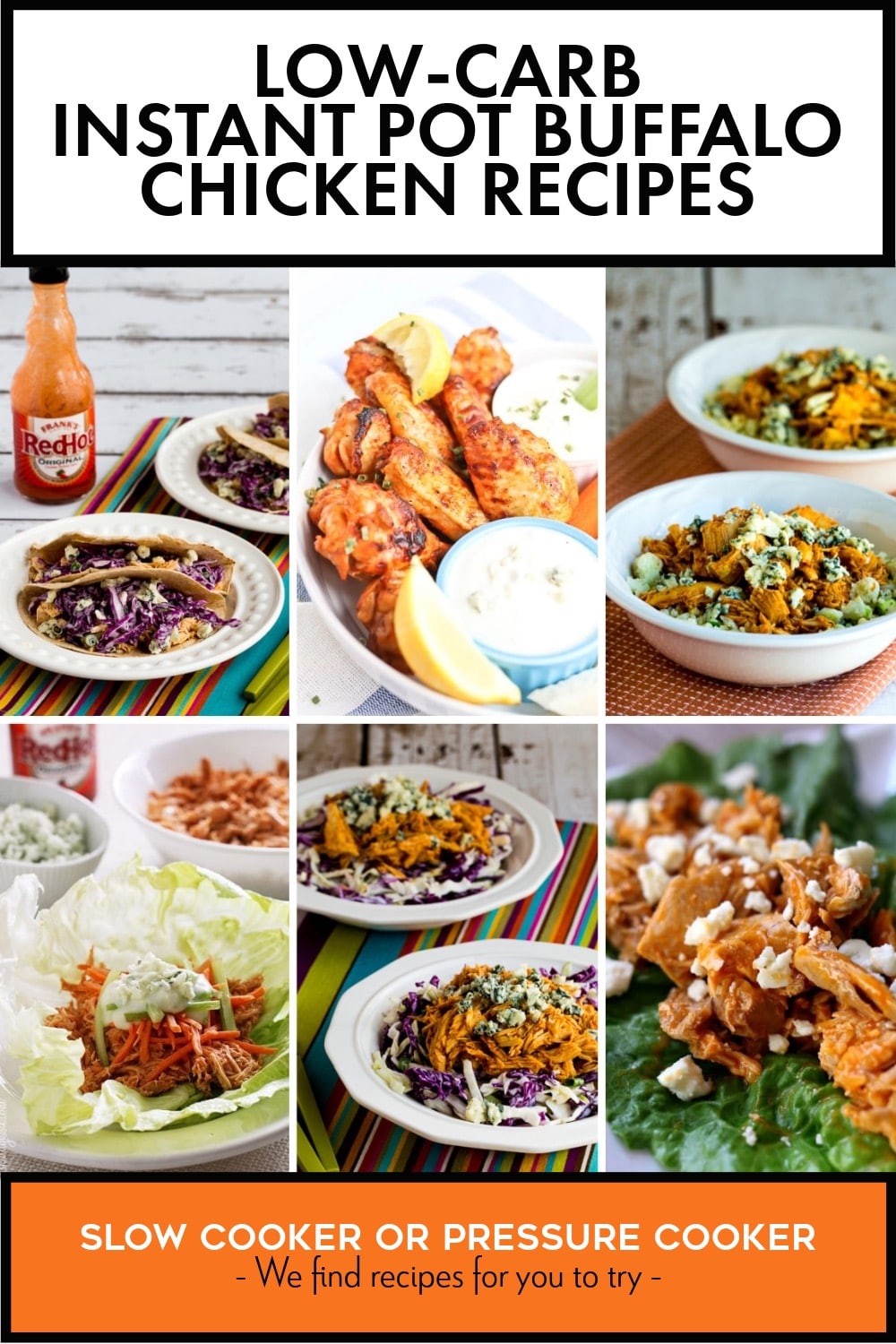 Pinterest image of Low-Carb Instant Pot Buffalo Chicken Recipes