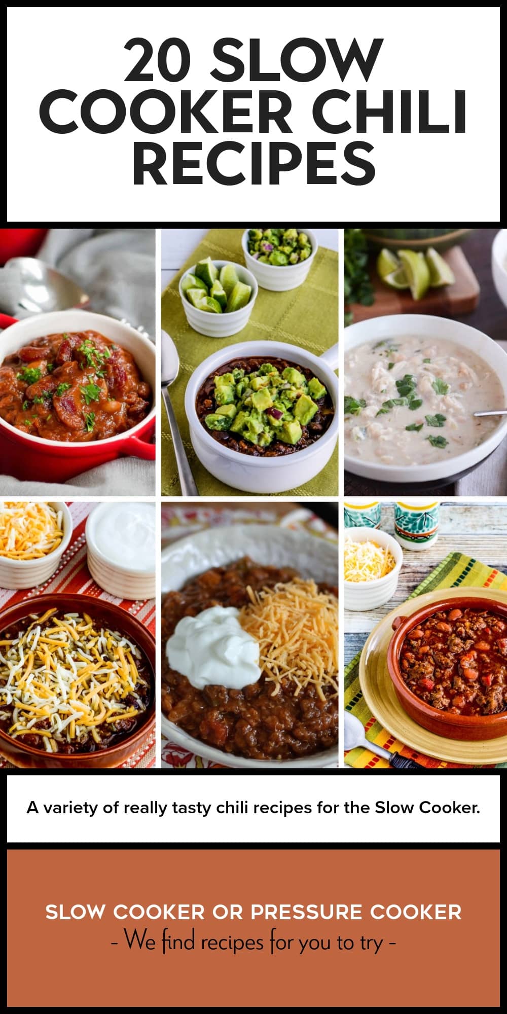 Pinterest image of 20 Slow Cooker Chili Recipes