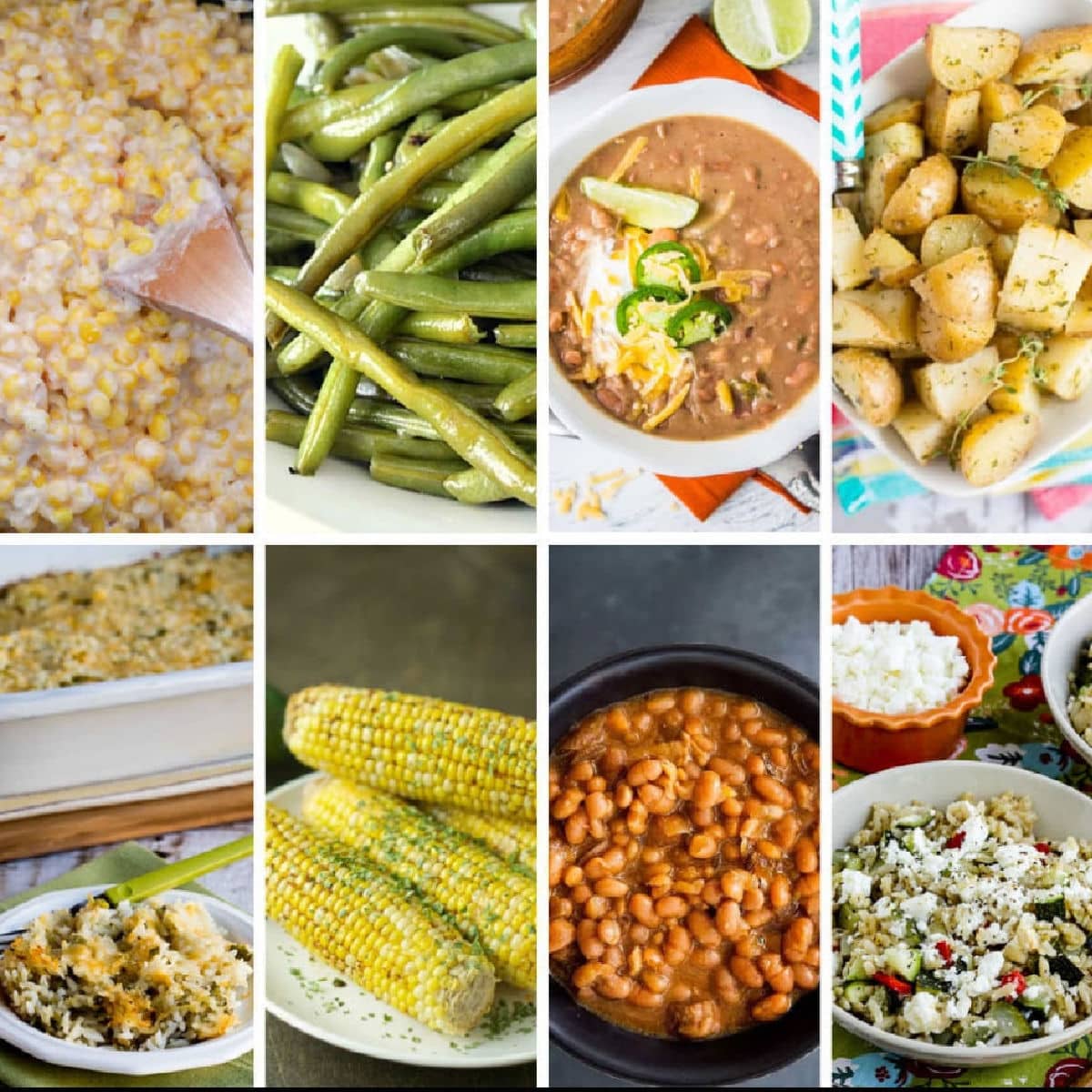 Slow Cooker Summer Side Dishes collage of featured recipes