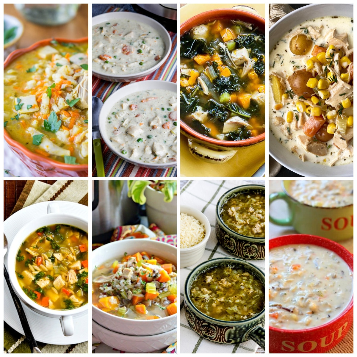 Turkey Soup Recipes collage showing featured slow cooker or Instant Pot recipes.